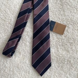 Charles Tyrwhitt French Blue Pink Stripe Silk Tie NWT
